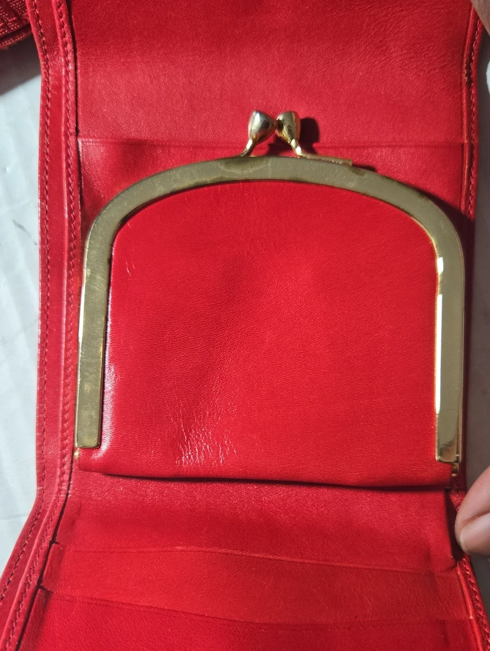 Valentino Garavani Red Leather-Trim Envelope Clutch with Matching Wallet